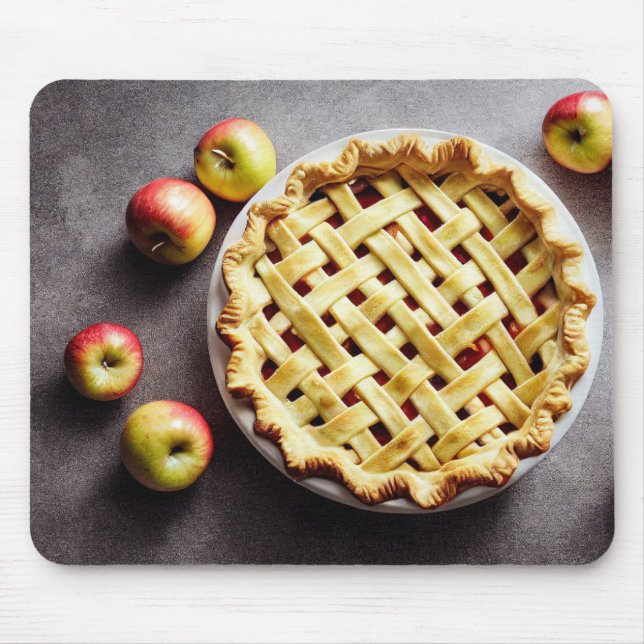 Sweet apple pie with lattice top, fresh apples mouse pad (Front)