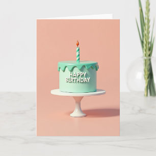 Sweet Aqua Cake Birthday Card