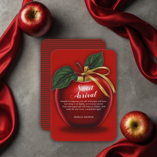 Sweet Arrival Red Apple Baby Shower Enclosure Card (Creator Uploaded)