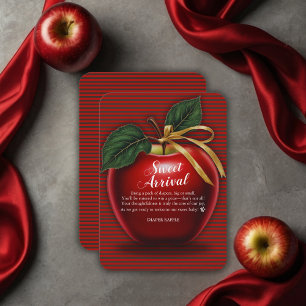 Sweet Arrival Red Apple Baby Shower Enclosure Card
