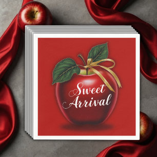 Sweet Arrival Red Apple Baby Shower Napkin