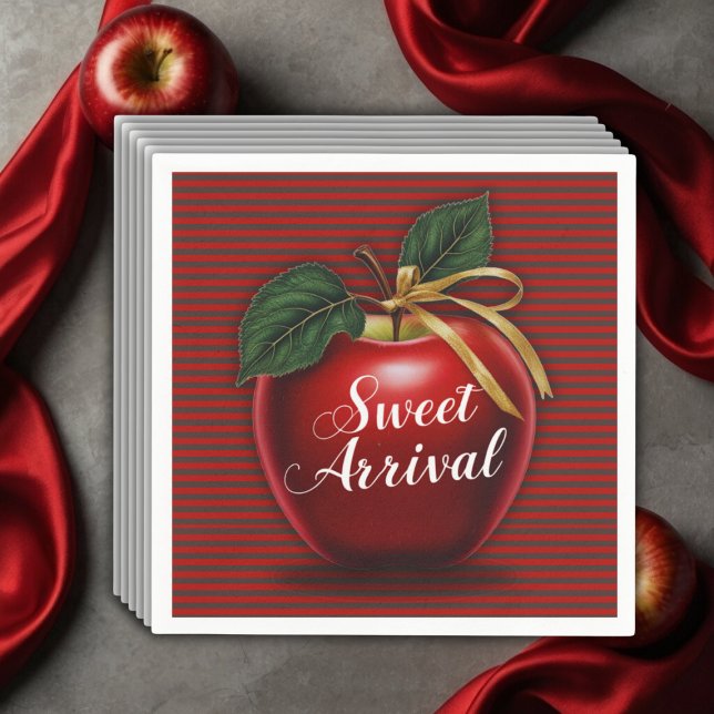 Sweet Arrival Red Apple Baby Shower Napkin (Creator Uploaded)