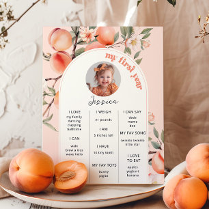 Sweet as a peach 1s birthday party photo milestone poster