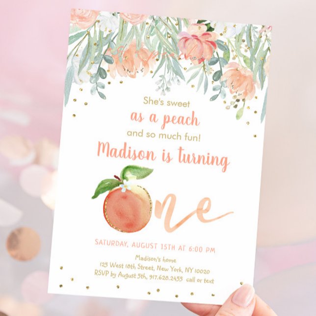 Sweet As A Peach 1st Birthday Invitation (Creator Uploaded)