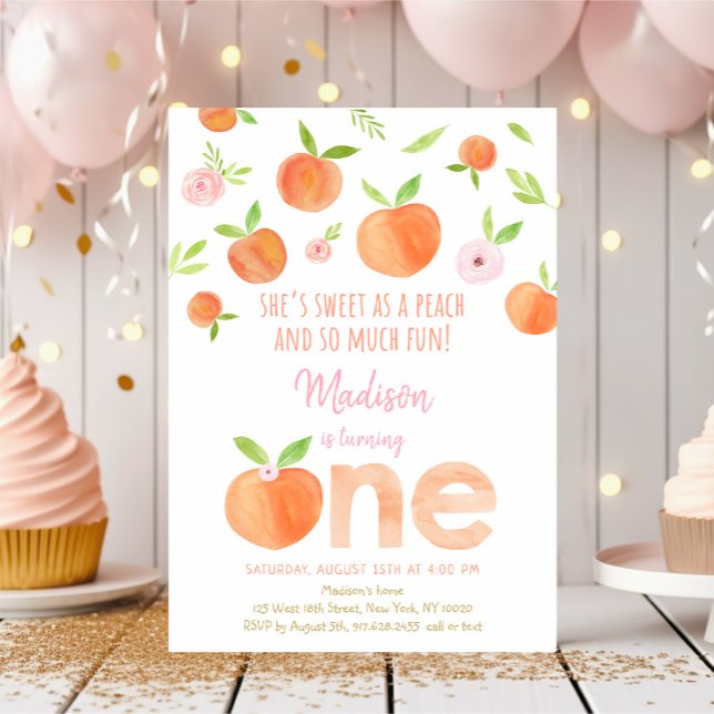 Sweet As A Peach 1st Birthday Invitation (Creator Uploaded)
