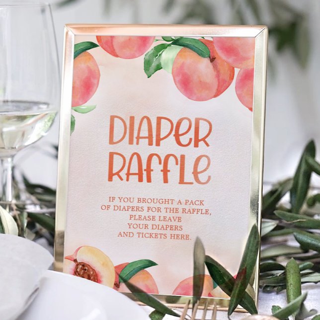 Sweet as a Peach Baby Shower Diaper Raffle Sign (Creator Uploaded)