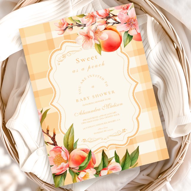 Sweet As A Peach Baby Shower Invitation (Creator Uploaded)
