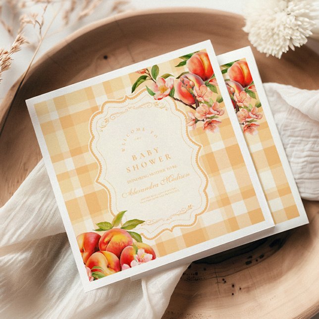 Sweet As A Peach Baby Shower Napkin (Creator Uploaded)