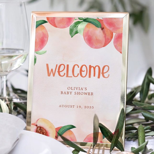 Sweet as a Peach Baby Shower Welcome Sign (Creator Uploaded)