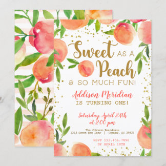 Sweet as a Peach Birthday Invitation