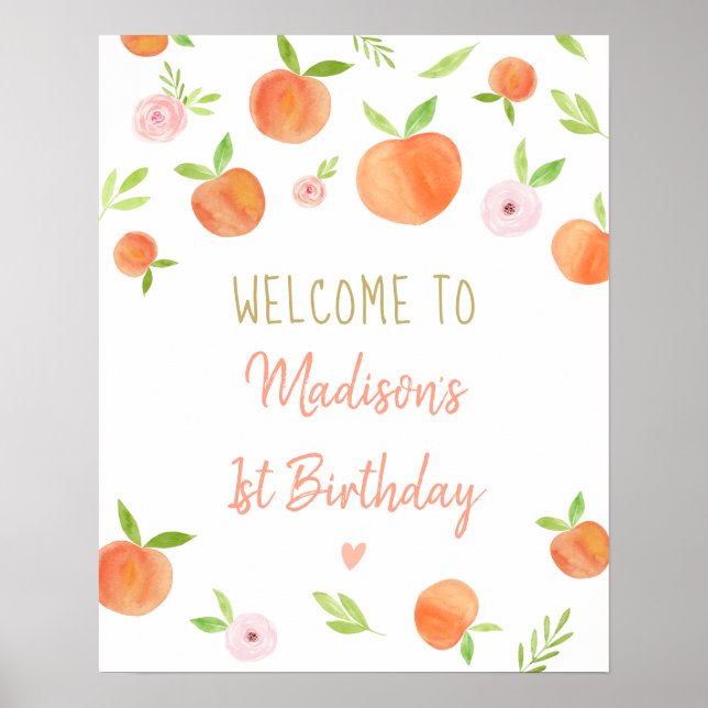 Sweet As A Peach Birthday Poster (Front)