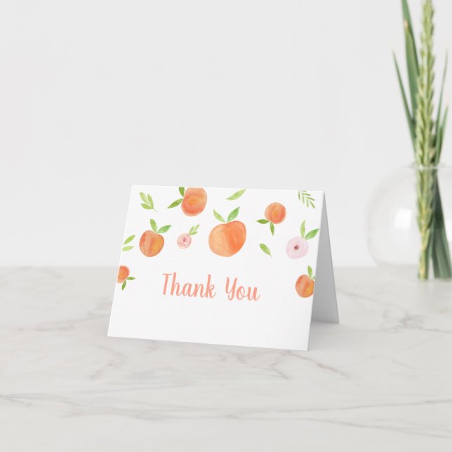 Sweet As A Peach Birthday Thank You Card (Front)