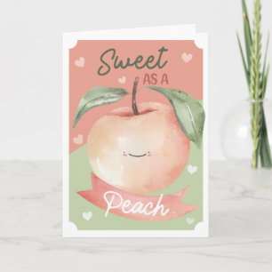 Sweet as a Peach Cute Watercolour Valentines Card