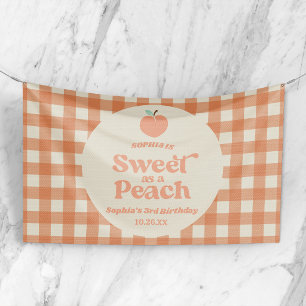 Sweet As A Peach Fruit Pink Orange Birthday Party Banner