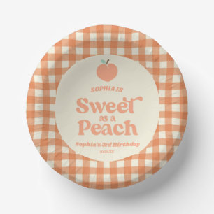 Sweet As A Peach Fruit Pink Orange Birthday Party Paper Plate