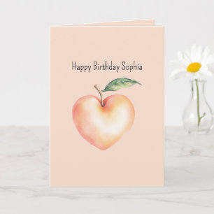 Sweet as a Peach Heart Birthday Card
