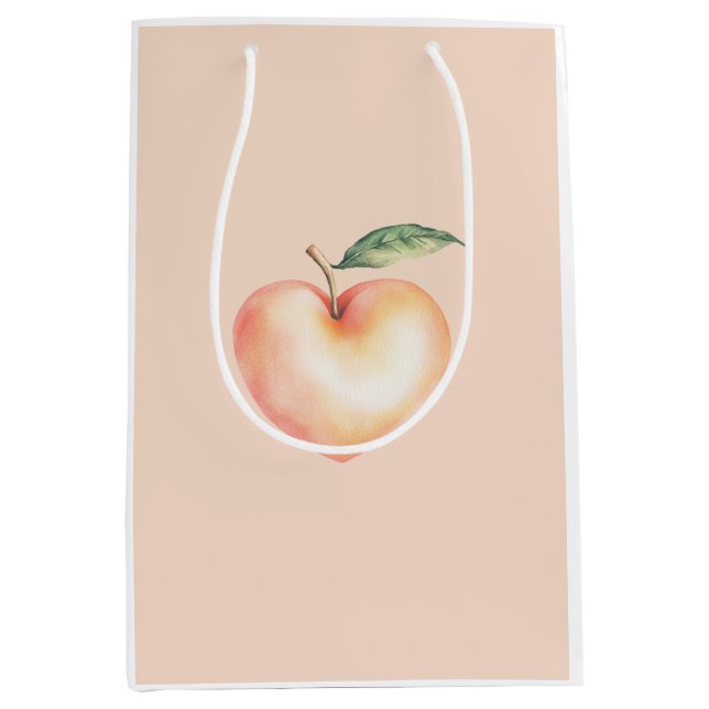 Sweet as a Peach Heart Birthday Medium Gift Bag (Front)