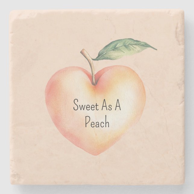 Sweet as a Peach Heart  Stone Coaster (Front)
