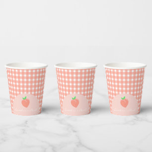 Sweet as a Peach Plaid Baby Shower  Paper Cups