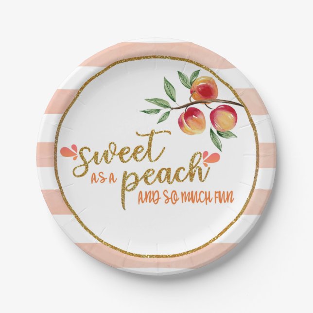 Sweet as a Peach Plate - Stripes (Front)