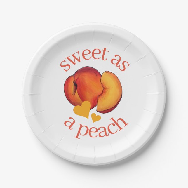 Sweet as a Peach Ripe Georgia Peaches Fruit Paper Plate (Front)