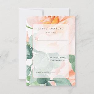 Sweet as a Peach Watercolor Roses RSVP Card