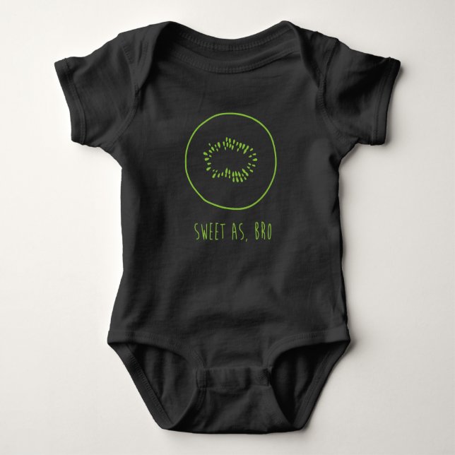 "Sweet As, Bro" New Zealand Kiwi Baby Bodysuit (Front)