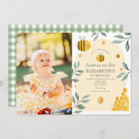 Sweet as can bee 1st Birthday Invitation