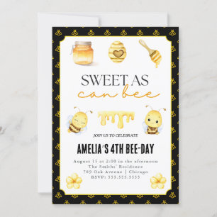 Sweet As Can Bee Any Age Birthday Invitation