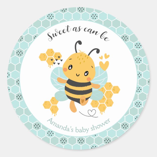 Sweet as Can Bee Baby Boy Baby Shower Classic Round Sticker (Front)