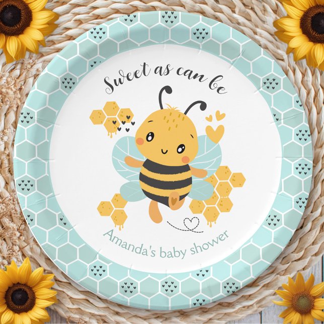 Sweet as Can Bee Baby Boy Baby Shower Paper Plate (Sweet as Can Bee Baby Boy Baby Shower Paper Plates)