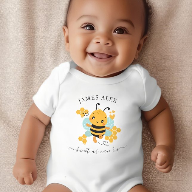 Sweet as can bee Baby Boy Name Bodysuit (Sweet as can bee Baby Boy Name Baby Bodysuit)