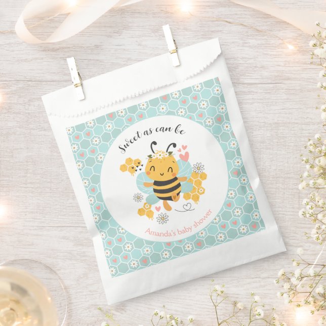 Sweet as Can Bee Baby Girl Baby Shower Favour Bags (Clipped)