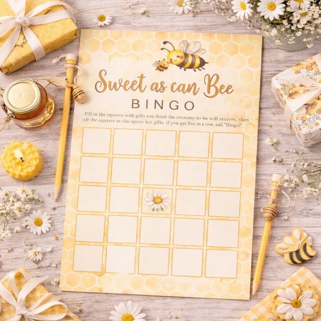 Sweet As Can Bee -  Baby Shower Bingo Game Stationery (Creator Uploaded)
