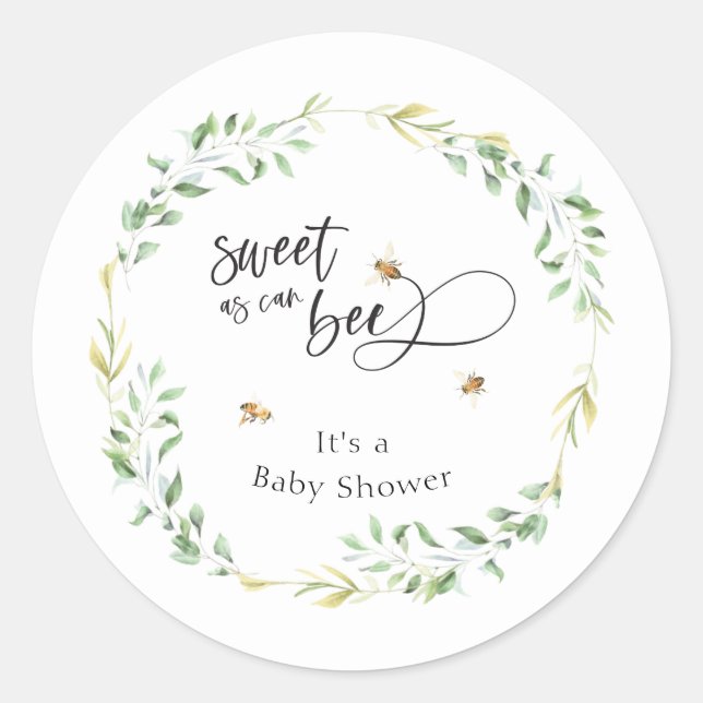 Sweet As Can Bee Baby Shower Classic Round Sticker (Front)