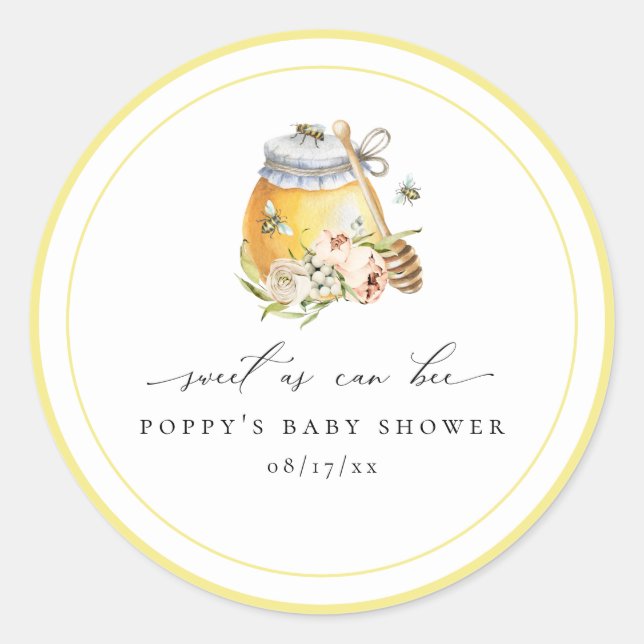 Sweet As Can Bee Baby Shower Classic Round Sticker (Front)