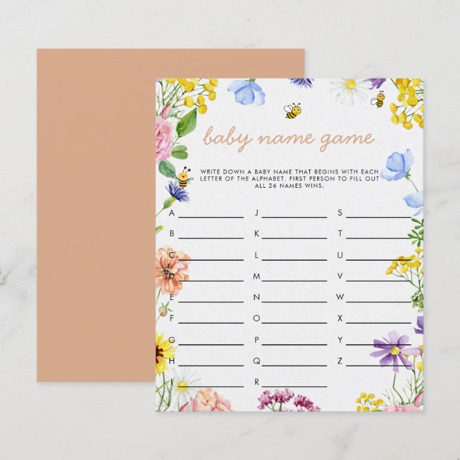 Sweet As Can Bee Baby Shower Game (Front/Back)