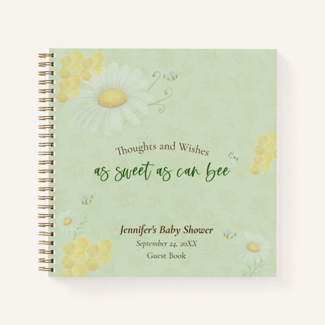 Sweet As Can Bee Baby Shower Guest Book (Front)
