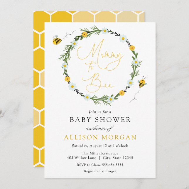 Sweet As Can Bee Baby Shower Invitation (Front/Back)