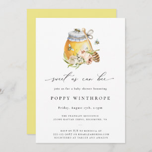 Sweet As Can Bee Baby Shower Invitation
