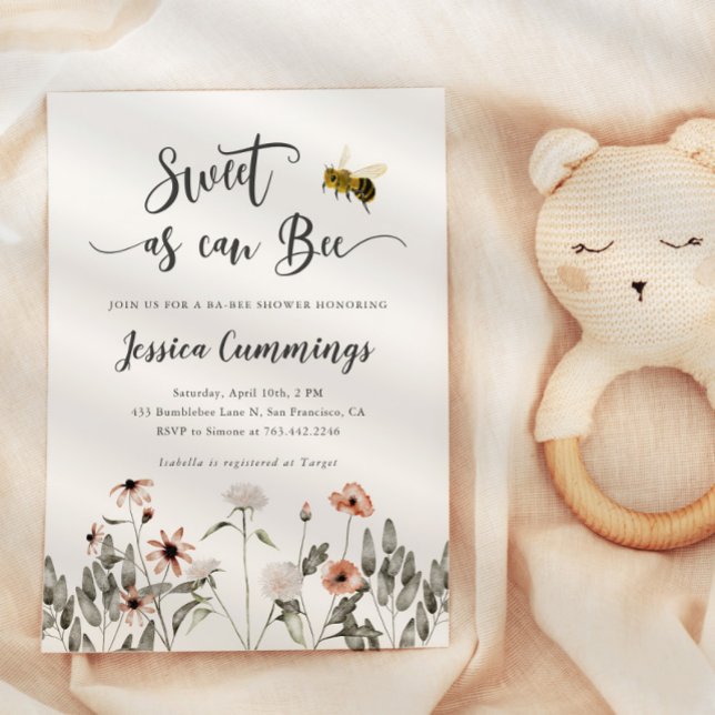 Sweet As Can Bee Baby Shower Invitation (Creator Uploaded)