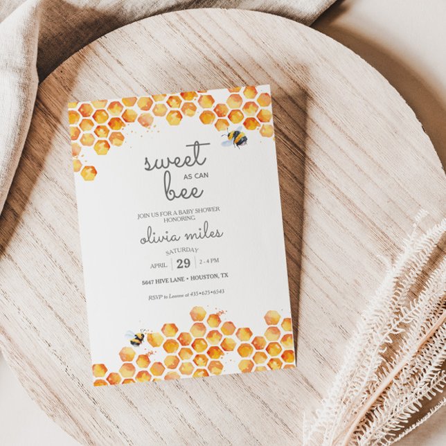 Sweet As Can Bee Baby Shower Invitation (Creator Uploaded)