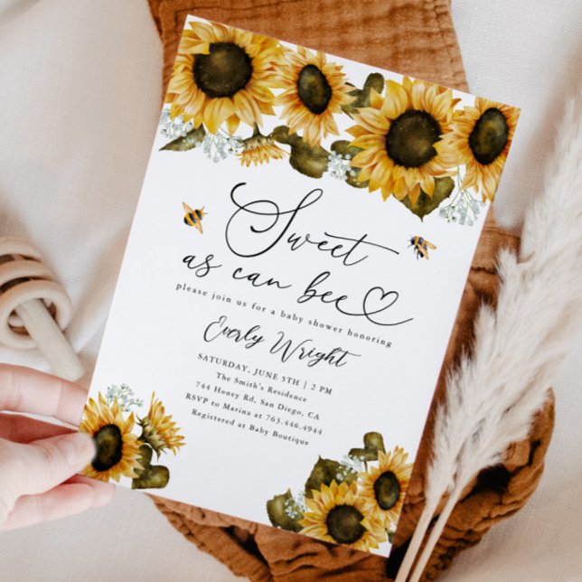 Sweet As Can Bee Baby Shower Invitation (Creator Uploaded)