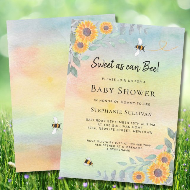 Sweet As Can Bee Baby Shower Invitation (Creator Uploaded)