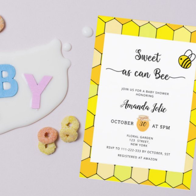 Sweet as can bee baby shower invitation (Creator Uploaded)
