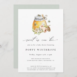 Sweet As Can Bee Baby Shower Invitation
