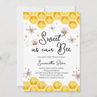 Sweet as can Bee Baby Shower Invitation