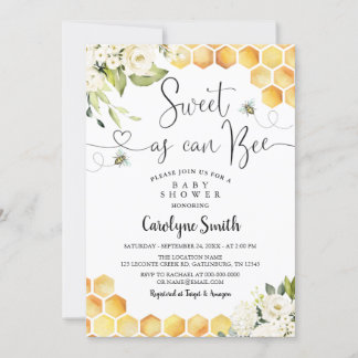Sweet As Can Bee Baby Shower Invitation