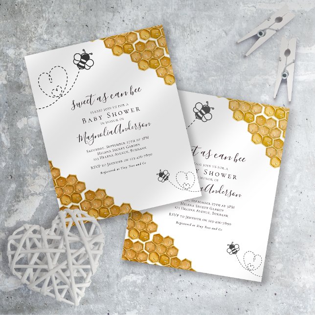 Sweet as Can Bee Baby Shower Invitation Postcard (Creator Uploaded)