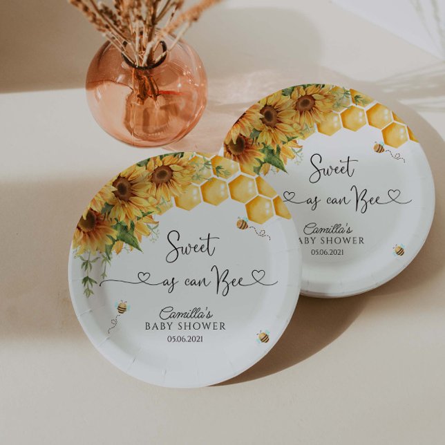 Sweet As Can Bee Baby Shower  Paper Plate (Creator Uploaded)